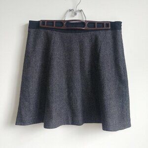 French Connection wool blend black tiny white polka dot skater mini skirt size 8